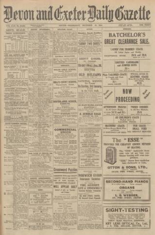 cover page of Exeter and Plymouth Gazette published on December 30, 1931
