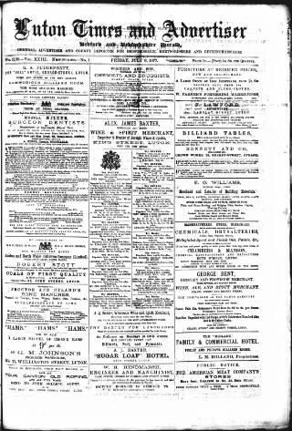 cover page of Luton Times and Advertiser published on July 6, 1877