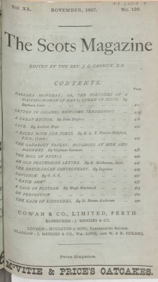cover page of The Scots Magazine published on November 1, 1897