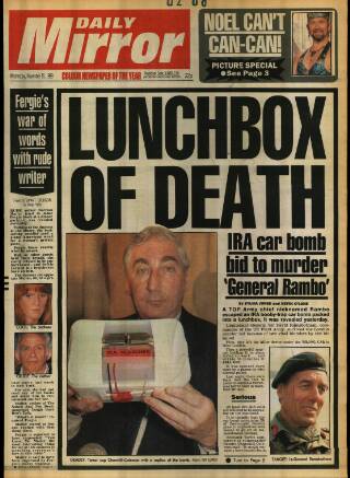 cover page of Daily Mirror published on November 15, 1989