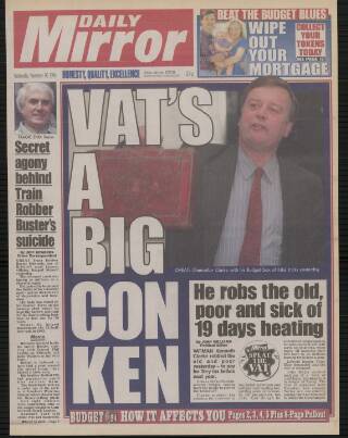 cover page of Daily Mirror published on November 30, 1994
