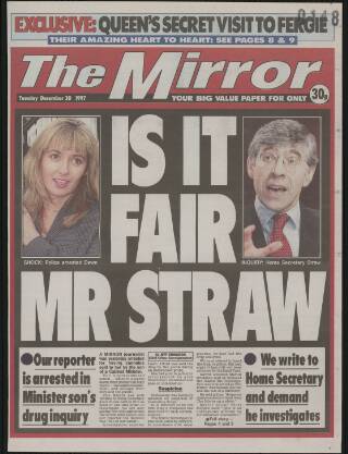 cover page of Daily Mirror published on December 30, 1997