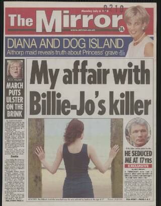 cover page of Daily Mirror published on July 6, 1998