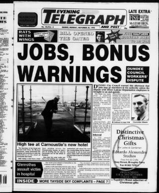 cover page of Dundee Evening Telegraph published on November 30, 1998
