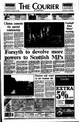 cover page of Dundee Courier published on November 30, 1995