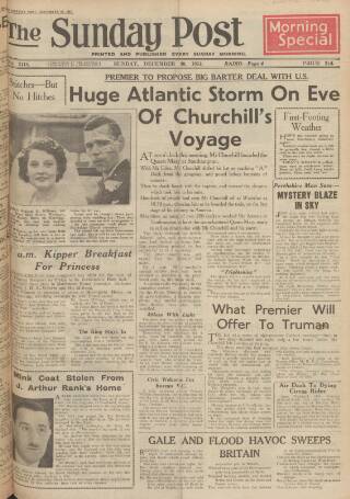 cover page of Sunday Post published on December 30, 1951