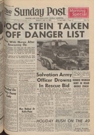 cover page of Sunday Post published on July 6, 1975