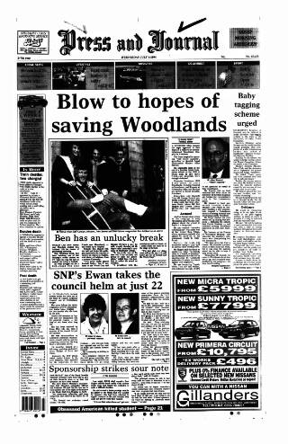 cover page of Aberdeen Press and Journal published on July 6, 1994