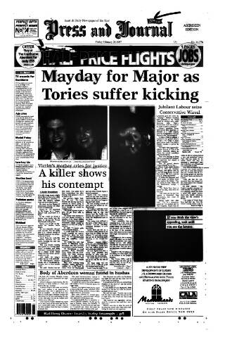 cover page of Aberdeen Press and Journal published on February 28, 1997