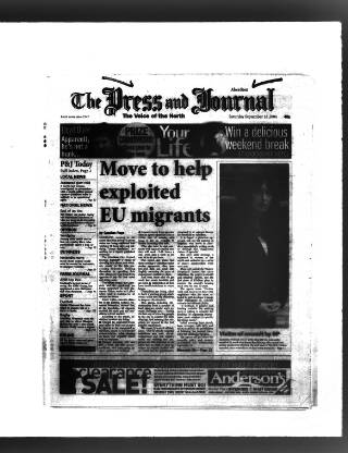 cover page of Aberdeen Press and Journal published on September 18, 2004