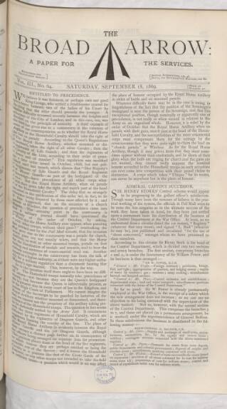 cover page of Broad Arrow published on September 18, 1869