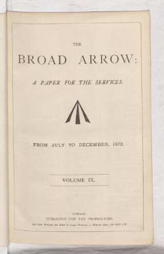 cover page of Broad Arrow published on July 6, 1872
