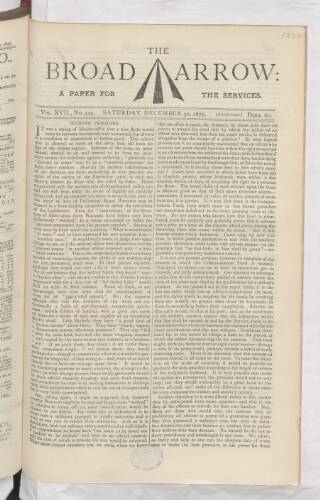 cover page of Broad Arrow published on December 30, 1876