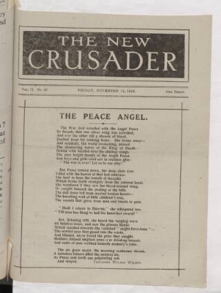 cover page of New Crusader published on November 15, 1918