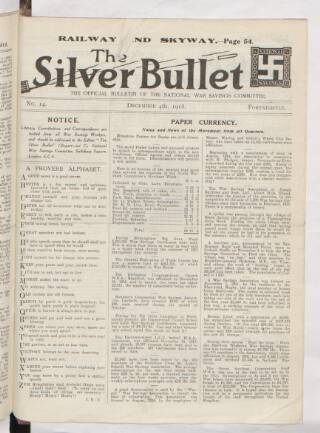 cover page of Silver Bullet published on December 4, 1918