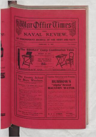 cover page of War Office Times and Naval Review published on February 15, 1915
