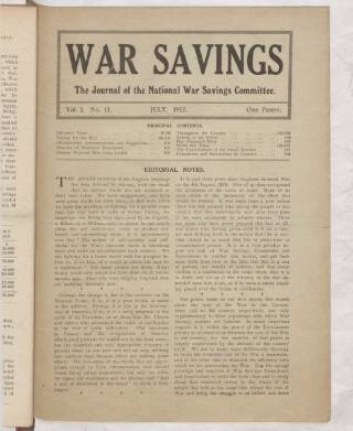cover page of War Savings published on July 1, 1917