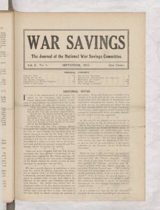 cover page of War Savings published on September 1, 1917
