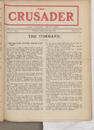 cover page of New Crusader published on February 28, 1919