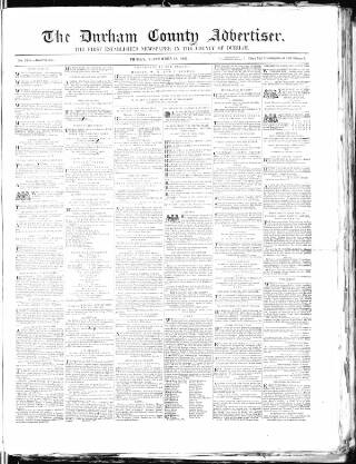 cover page of Durham County Advertiser published on September 18, 1857