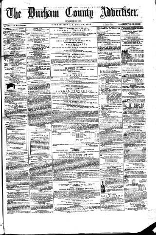 cover page of Durham County Advertiser published on November 30, 1863
