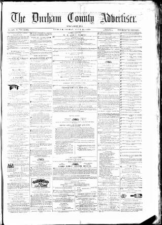 cover page of Durham County Advertiser published on July 6, 1866