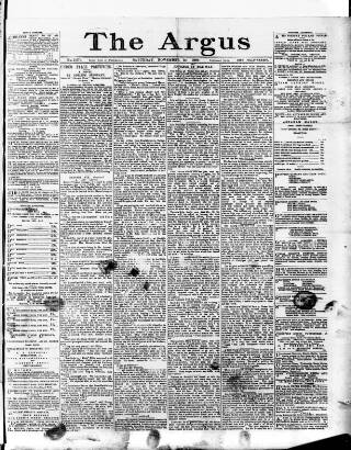 cover page of Brighton Argus published on November 30, 1889