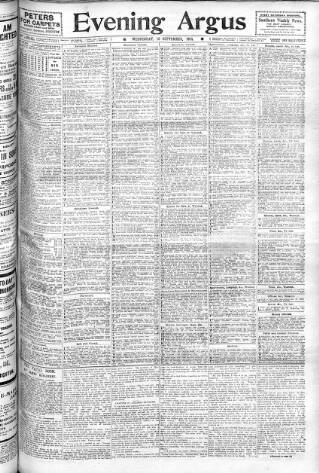 cover page of Brighton Argus published on September 18, 1912