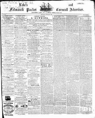 cover page of Lake's Falmouth Packet and Cornwall Advertiser published on May 29, 1869