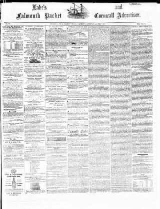 cover page of Lake's Falmouth Packet and Cornwall Advertiser published on July 6, 1872