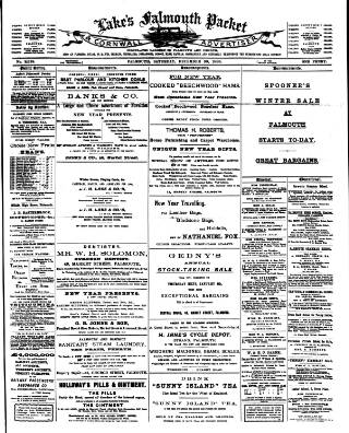 cover page of Lake's Falmouth Packet and Cornwall Advertiser published on December 30, 1899