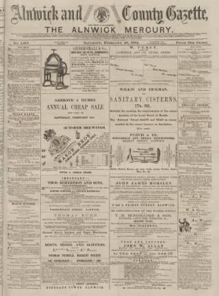 cover page of Alnwick Mercury published on February 28, 1885
