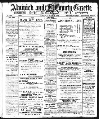 cover page of Alnwick Mercury published on July 6, 1912