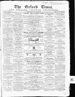 cover page of Oxford Times published on February 28, 1863