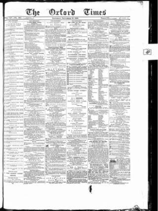 cover page of Oxford Times published on September 18, 1869