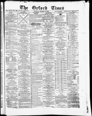 cover page of Oxford Times published on December 30, 1871