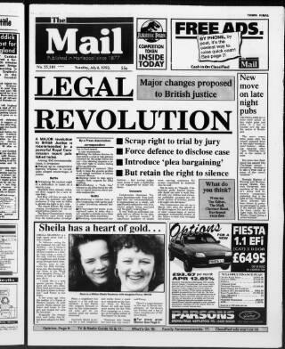cover page of Hartlepool Northern Daily Mail published on July 6, 1993