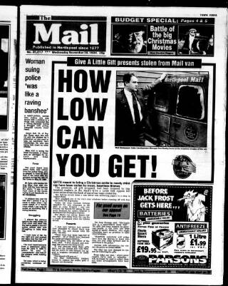 cover page of Hartlepool Northern Daily Mail published on November 30, 1994
