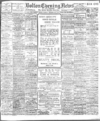 cover page of Bolton Evening News published on November 15, 1910