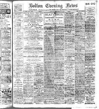 cover page of Bolton Evening News published on September 18, 1916