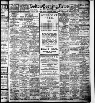 cover page of Bolton Evening News published on December 30, 1912