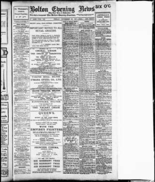 cover page of Bolton Evening News published on November 30, 1917