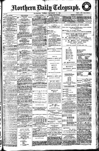 cover page of Northern Daily Telegraph published on September 18, 1906