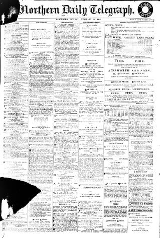 cover page of Northern Daily Telegraph published on February 28, 1910