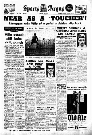 cover page of Sports Argus published on November 30, 1957