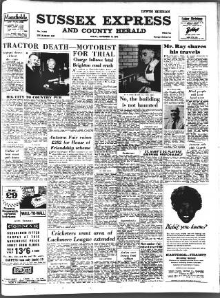 cover page of Sussex Express published on November 15, 1963