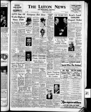 cover page of Luton News and Bedfordshire Chronicle published on February 28, 1963
