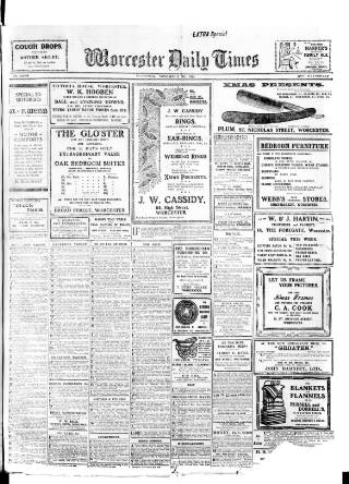 cover page of Worcester Daily Times and Journal published on November 30, 1912