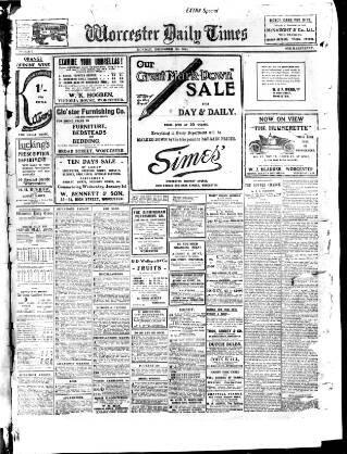cover page of Worcester Daily Times and Journal published on December 30, 1912