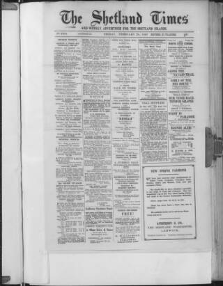 cover page of Shetland Times published on February 28, 1947